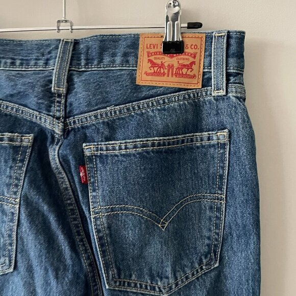 Levi's Low Pro Straight Leg Mid Rise Distressed Casual Denim Jeans Blue 27 - Picture 9 of 11